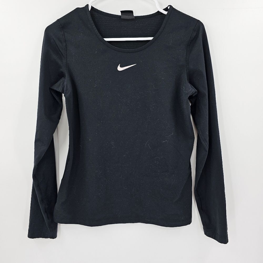 Nike long sleeve shirt small black running gym workout